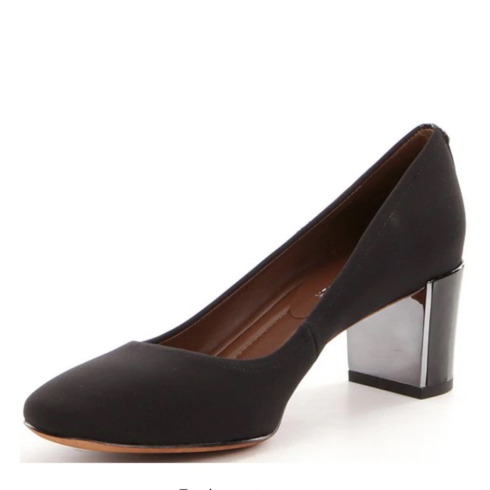 Donald Pliner Corin Crepe Block Heel Pumps Black Medium Height
